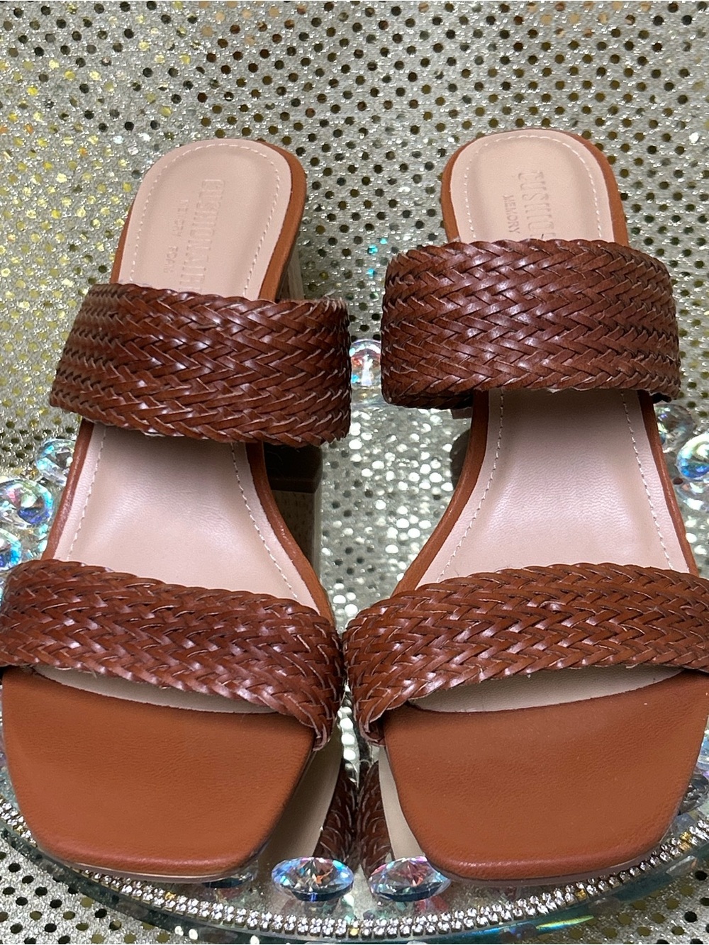 Ilya Woven Double-Strap Brown Women's Slide Sandals Size 9